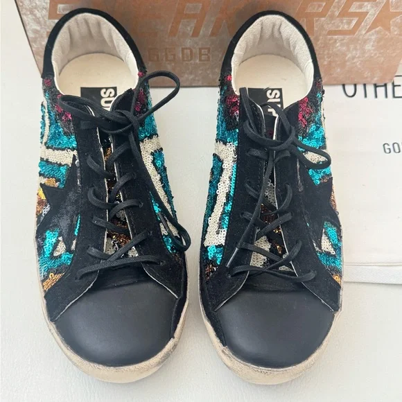 Golden goose GGDB super star full paillette black and blue glitters sneakers - Picture 12 of 14